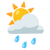Sonne hinter Regenwolke-Emoji auf Google
