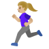 Woman Running: Medium-Light Skin Tone emoji on Google