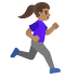 Woman Running Facing Right: Medium Skin Tone emoji on Google