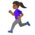 Woman Running: Medium-Dark Skin Tone emoji on Google