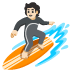 Person Surfing: Light Skin Tone emoji on Google