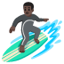 Man Surfing: Dark Skin Tone emoji on Google