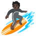 Person Surfing: Dark Skin Tone emoji on Google