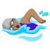 Woman Swimming: Medium Skin Tone emoji on Google