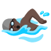 Man Swimming: Dark Skin Tone emoji on Google