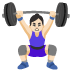 Woman Lifting Weights: Light Skin Tone emoji on Google
