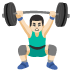 Man Lifting Weights: Light Skin Tone emoji on Google
