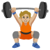 Person Lifting Weights: Medium-Light Skin Tone emoji on Google
