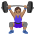 Woman Lifting Weights: Medium Skin Tone emoji on Google