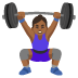 Gewichtheberin: mitteldunkle Hautfarbe-Emoji auf Google
