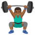 Man Lifting Weights: Medium-Dark Skin Tone emoji on Google