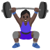 Woman Lifting Weights: Dark Skin Tone emoji on Google