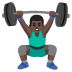 Man Lifting Weights: Dark Skin Tone emoji on Google