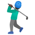 Man Golfing: Dark Skin Tone emoji on Google