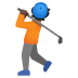 Golfer(in): dunkle Hautfarbe-Emoji auf Google