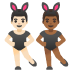 Men with Bunny Ears: Light Skin Tone, Medium-Dark Skin Tone emoji on Google