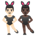 Men with Bunny Ears: Light Skin Tone, Dark Skin Tone emoji on Google
