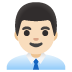 อีโมจิ พนักงานบริษัทชาย: โทนผิวสีขาว บน Google