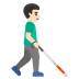 Man with White Cane Facing Right: Light Skin Tone emoji on Google