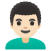 Emoji Pria: warna kulit cerah, rambut keriting di Google
