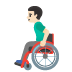 Emoji Homme en fauteuil roulant manuel : peau claire sur Google