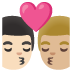 Sich küssendes Paar: Mann, Mann, helle Hautfarbe und mittelhelle Hautfarbe-Emoji auf Google