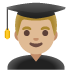 Man Student: Medium-Light Skin Tone emoji on Google