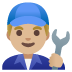 Man Mechanic: Medium-Light Skin Tone emoji on Google