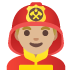 Emoji Pompiere uomo: carnagione abbastanza chiara su Google