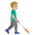 Man with White Cane Facing Right: Medium-Light Skin Tone emoji on Google