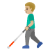 Man with White Cane: Medium-Light Skin Tone emoji on Google