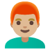 Emoji Lelaki: ton kulit sederhana cerah dan rambut merah pada Google
