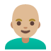 Emoji Uomo: carnagione abbastanza chiara e calvo su Google