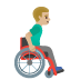 Man in Manual Wheelchair Facing Right: Medium-Light Skin Tone emoji on Google