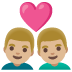 Emoji Coppia con cuore: uomo, uomo e carnagione abbastanza chiara su Google