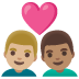 Couple with Heart: Man, Man, Medium-Light Skin Tone, Medium Skin Tone emoji on Google