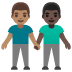 Men Holding Hands: Medium Skin Tone, Dark Skin Tone emoji on Google