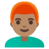 Emoji Uomo: carnagione olivastra e capelli rossi su Google
