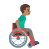 Man in Manual Wheelchair Facing Right: Medium Skin Tone emoji on Google