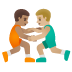 Men Wrestling: Medium Skin Tone, Medium-Light Skin Tone emoji on Google