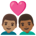 Liebespaar: Mann, Mann, mittlere Hautfarbe und mitteldunkle Hautfarbe-Emoji auf Google