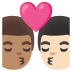 Kiss: Man, Man, Medium Skin Tone, Light Skin Tone emoji on Google