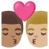 Sich küssendes Paar: Mann, Mann, mittlere Hautfarbe und mittelhelle Hautfarbe-Emoji auf Google