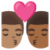 Kiss: Man, Man, Medium Skin Tone, Medium-Dark Skin Tone emoji on Google