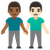 Emoji Dua pria bergandengan: warna kulit gelap-sedang, warna kulit cerah di Google