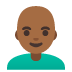 Mann: mitteldunkle Hautfarbe, Glatze-Emoji auf Google
