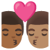 Kiss: Man, Man, Medium-Dark Skin Tone, Medium Skin Tone emoji on Google
