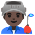 Man Factory Worker: Dark Skin Tone emoji on Google