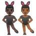 Emoji Hommes avec des oreilles de lapin : peau foncée et peau mate sur Google