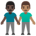 Men Holding Hands: Dark Skin Tone, Medium Skin Tone emoji on Google
